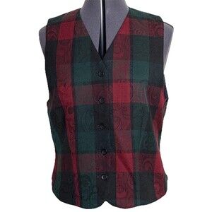 Vintage Pendleton Vest‎ Womens 8 Tartan Plaid 100% Wool Made USA Holiday